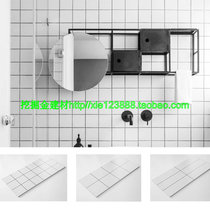 Nordic matte flat black line small white brick 300X600 Plaid bread wall tile kitchen bathroom living room background