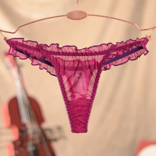>>超低腰品牌丁字内裤女士透明性感边t裤女式内衣荷叶英内裤款找淘宝同情趣用品吗不能图片