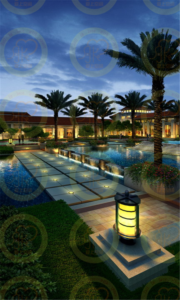 商业街室外建筑办公楼psd分层效果图素材ps后期配景景观设计资料