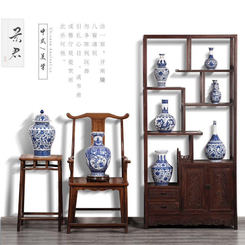 Hand - made JingJun jingdezhen ceramics crafts are blue and white porcelain vases, flower arrangement sitting room of Chinese style household decorations