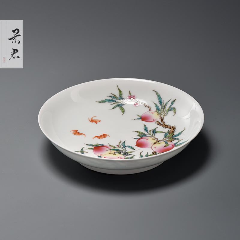 JingJun jingdezhen ceramics peach pot bearing plate appreciation tea accessories furnishing articles of Chinese style decoration decoration process