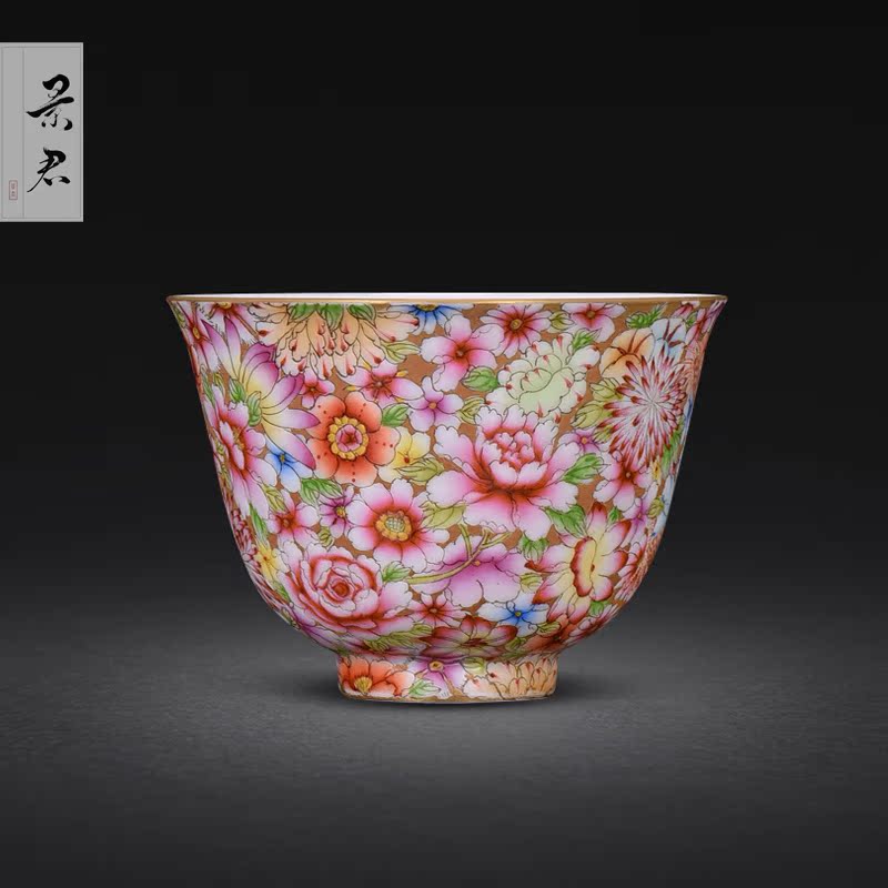 Jingdezhen hand - made colored enamel masters cup JingJun kung fu tea cups, small tea cup, single cup sample tea cup