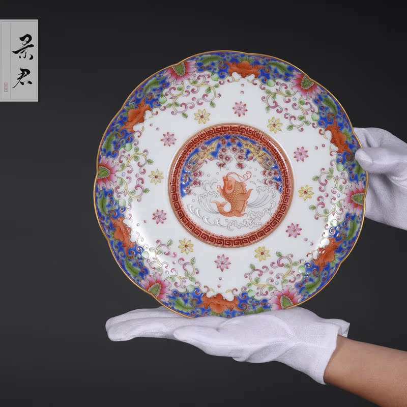 Jingdezhen pure manual colored enamel pot ChengJingJun kung fu tea tea taking with zero dry terms plate tray was the teapot