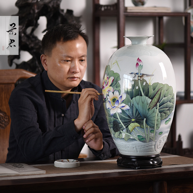 JingJun jingdezhen hand - made ceramic vases, flower arranging furnishing articles, the sitting room porch decoration of the new Chinese style