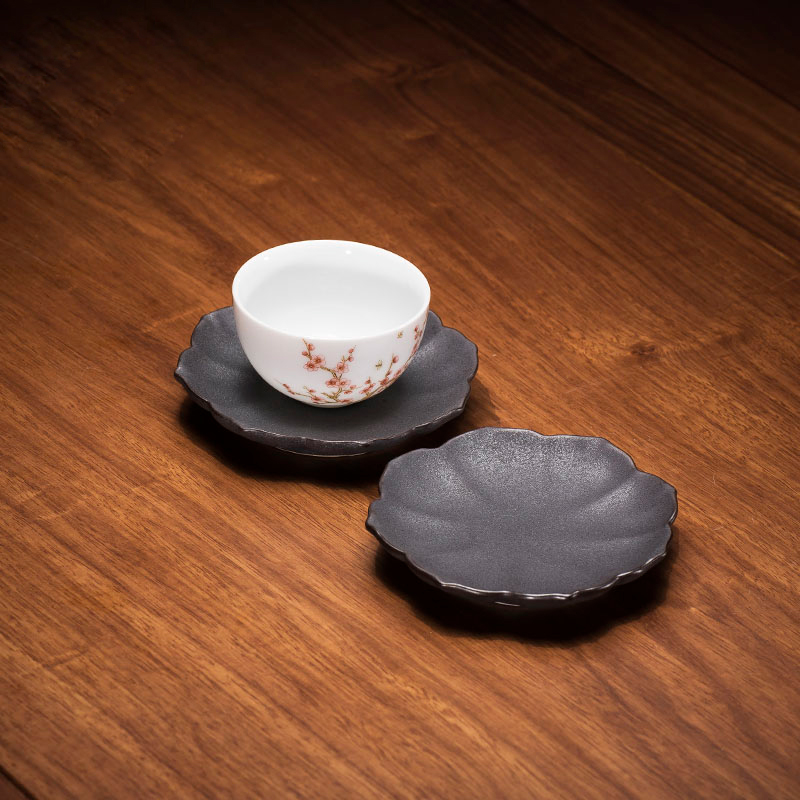 Jingdezhen porcelain glazed pottery metal kung fu tea saucer heat insulation cup mat saucer tea cup mat