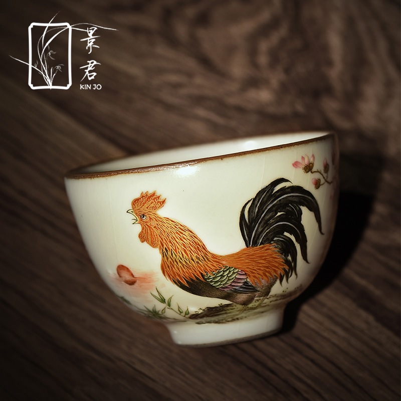 Hand your up with jingdezhen ceramic cups colored enamel kung fu tea master cup chicken cylinder cup sample tea cup customization