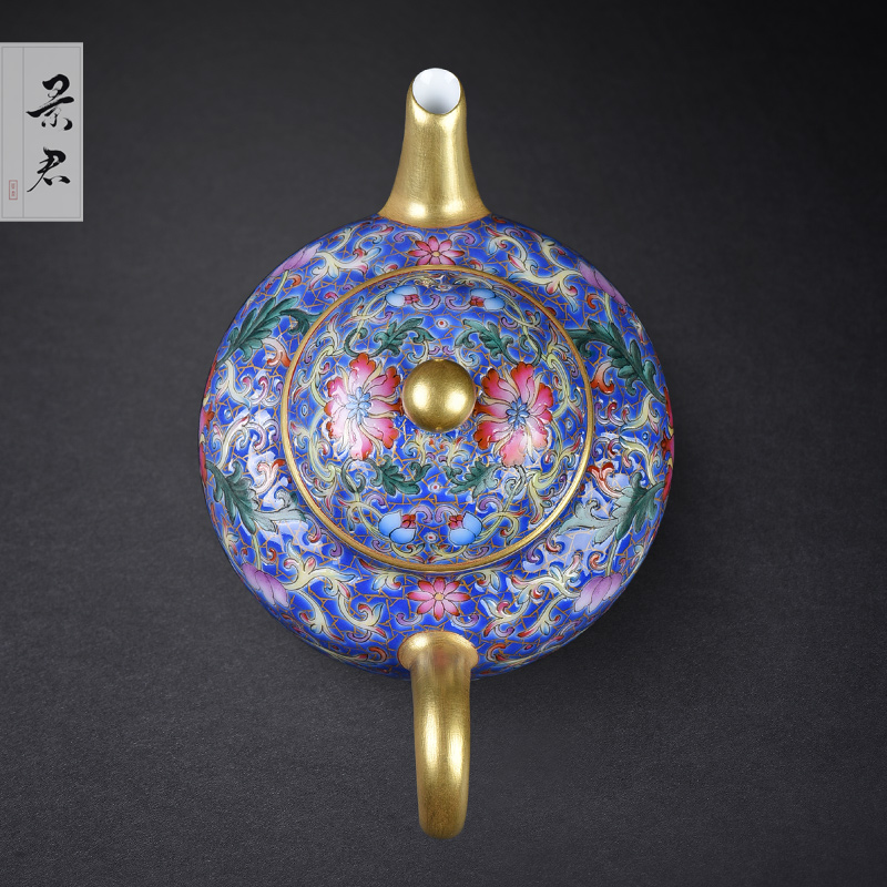 JingJun jingdezhen hand - made colored enamel porcelain teapot kung fu tea set single pot of tea tea