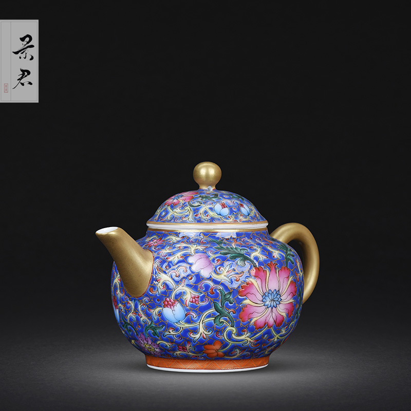 JingJun jingdezhen hand - made ceramic teapot kung fu tea set single pot of tea filter colored enamel pot of the teapot