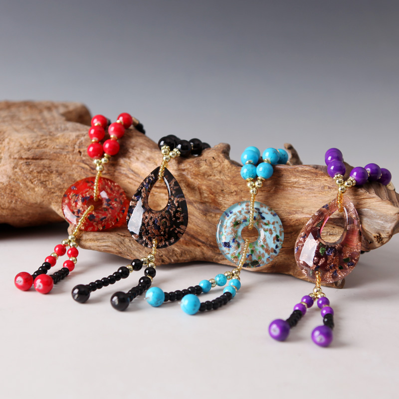 青歌原创中国风琉璃珠项饰项链吊坠长款女手工毛衣链小饰品