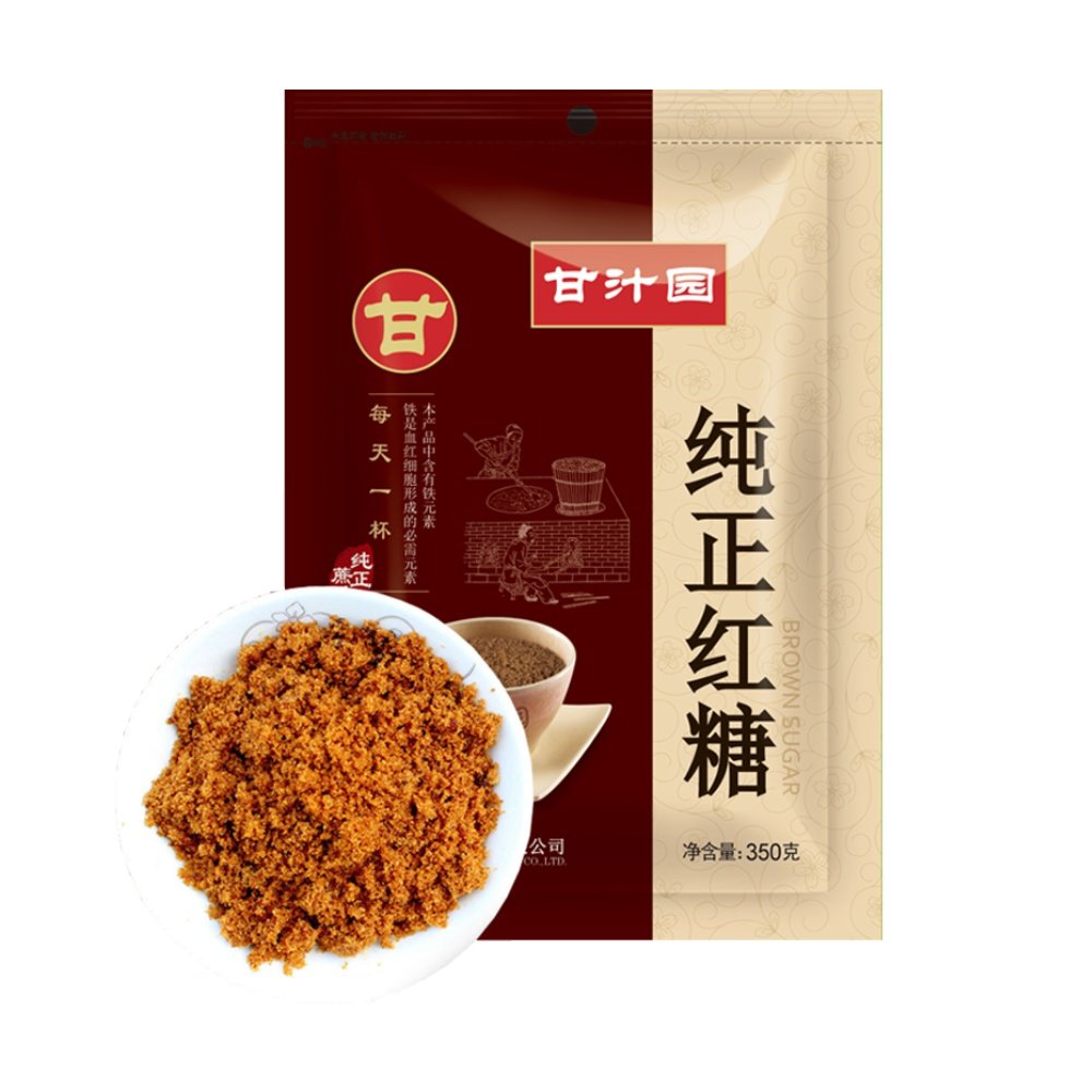 甘汁园纯正红糖350g甘蔗熬制老红糖粉袋装女生土红糖冲饮调味 *2件