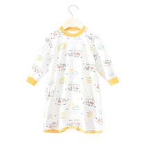 Youji Xiaobei baby pure cotton nightgown male and female baby shoulder button sleeves pajama dress autumn and winter childrens home clothes sleeping bag