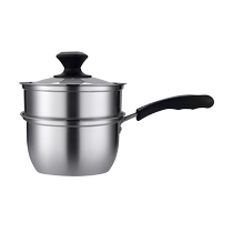 National style stainless steel milk pot with steaming grid baby food supplement pot household thickened soup pot instant noodle pot milk pot