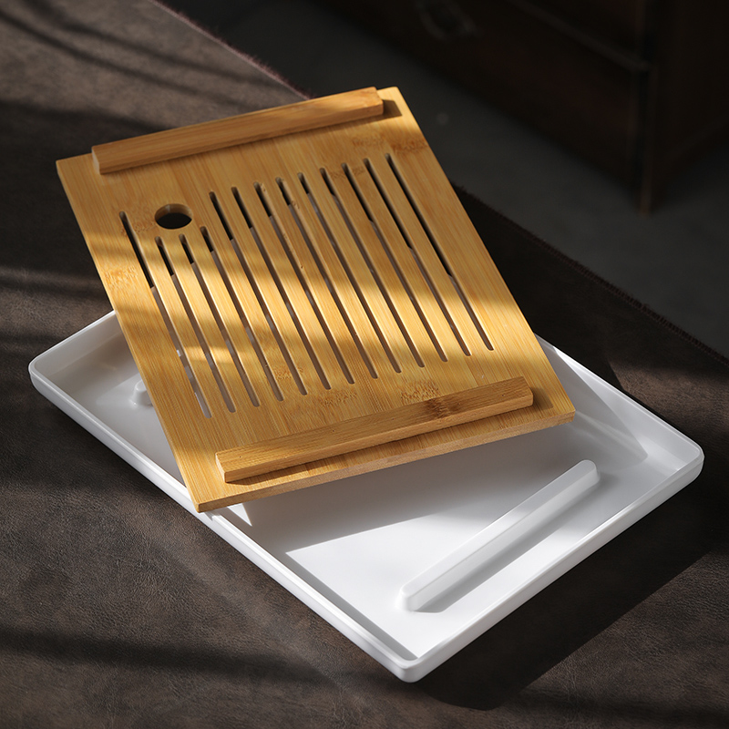 The Sioux ceramic kung fu tea set bamboo tea tray was simple quadrate tea accessories