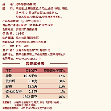 【加量不加价】无穷香辣烤鸡翅根105g*3袋[1元优惠券]-寻折猪