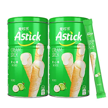 Astick/爱时乐休闲食品椰香夹心棒330g*2罐[2元优惠券]-寻折猪