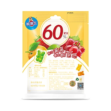 熊博士60%果汁橡皮糖综合水果60g*5袋糖果[1元优惠券]-寻折猪