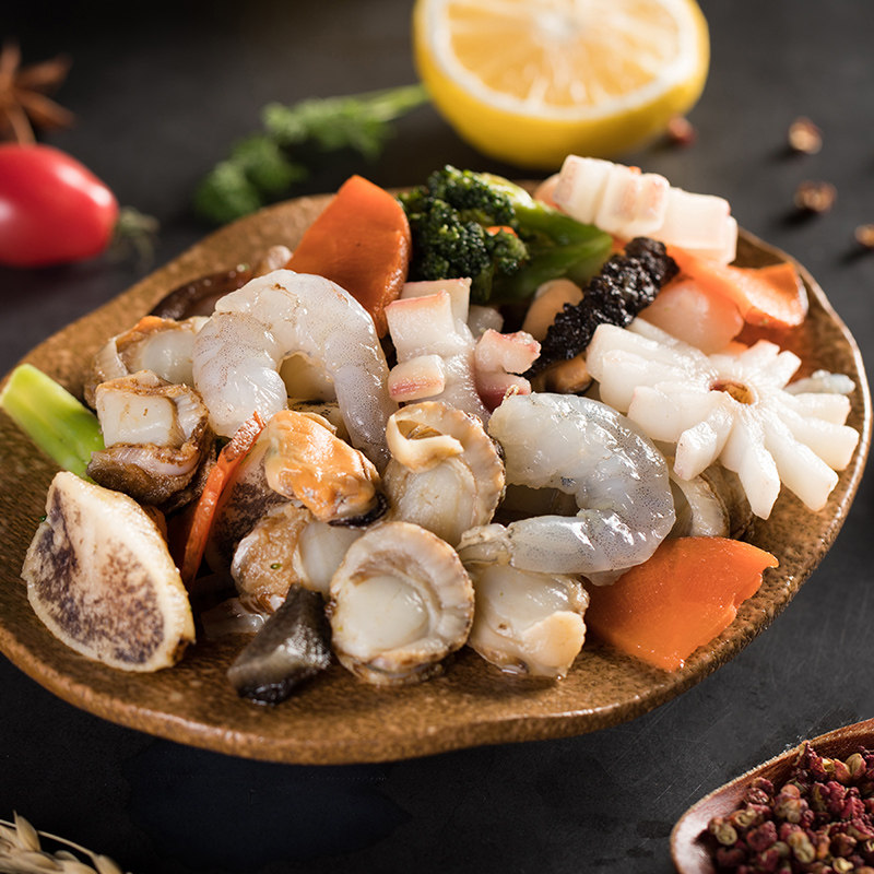 八丁目海鲜全家福海鲜什锦菜400g鲜虾仁烧烤食材加热即食海鲜制品