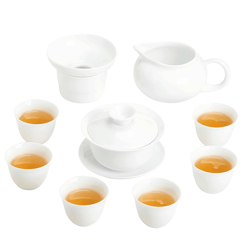 The Sioux ceramic kung fu tea set office Japanese household contracted The teapot tea tray was white porcelain ceramic cups