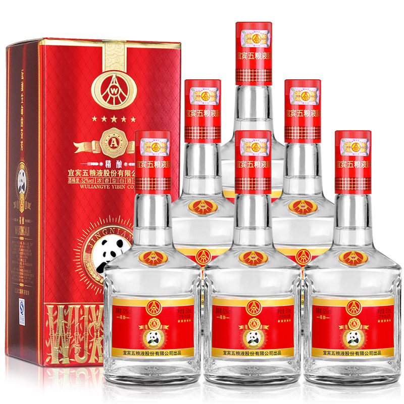 【天猫超市】五粮液股份公司五星a级精酿熊猫酒52度500ml×6白酒