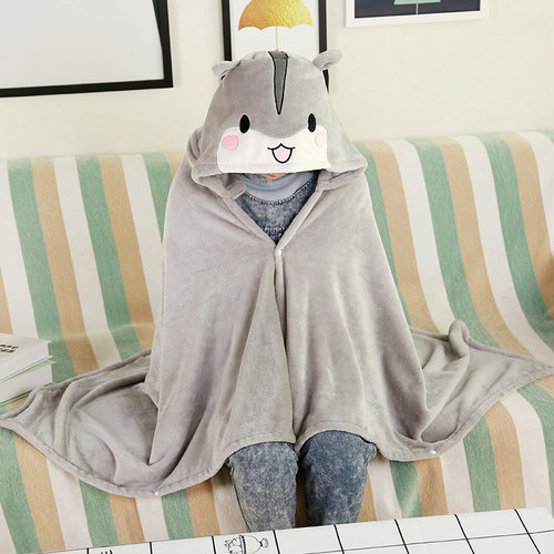 仓鼠披风毯可爱空调毯办公室午休毯家居懒人毯子午睡披盖小毯学校_7折