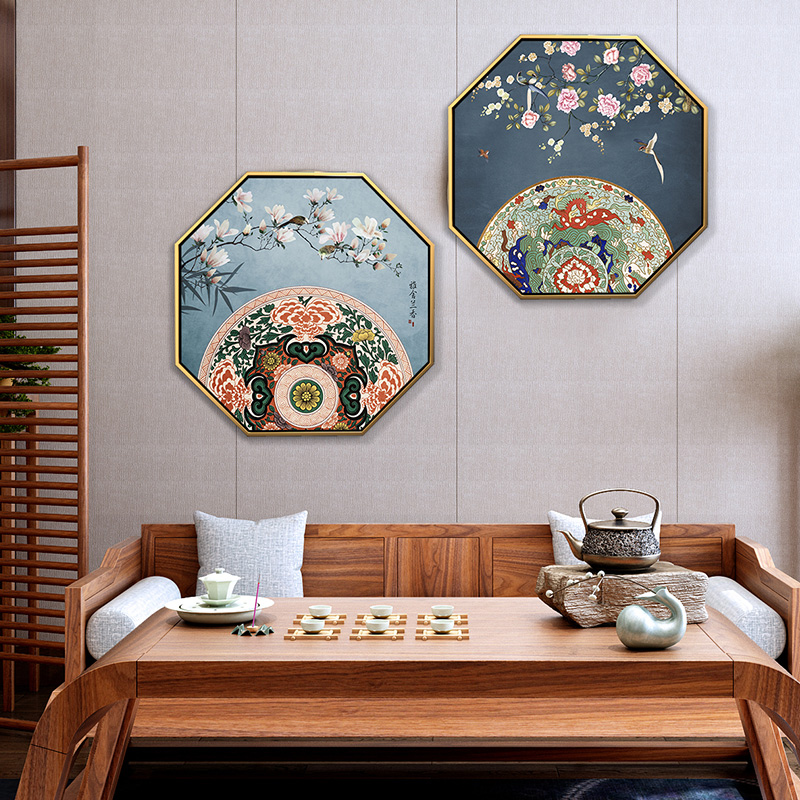 New Chinese style adornment of the sitting room porch zen painting of flowers and octagon hang a picture to Chinese wind lotus tea room wall murals