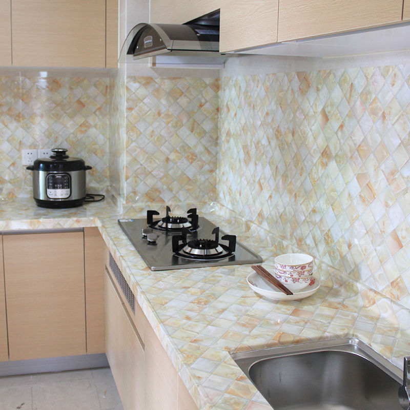 Oil becomes marble tile stick the kitchen stove surface waterproof bathroom cabinet furniture renovation which wallpaper adhesive