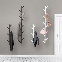 Creative hanger wall hanging coat rack wall solid wood adhesive hook door rear wall hanger porch bedroom decoration