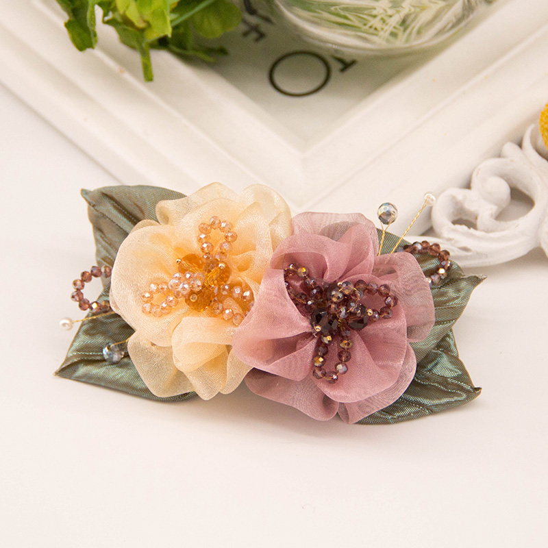 2020 new net red hairpin female korean ins simple and elegant temperament silk yarn top clip hairpin head flower hair accessories