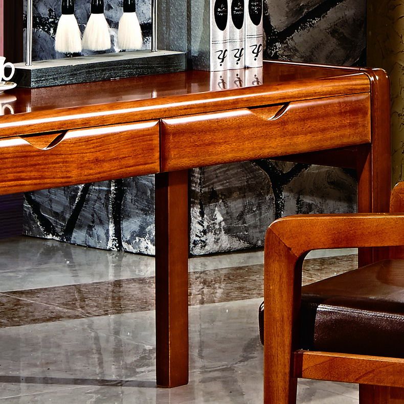 全实木 深色楠木 中式书桌办公桌电脑桌书台 书房家具yp