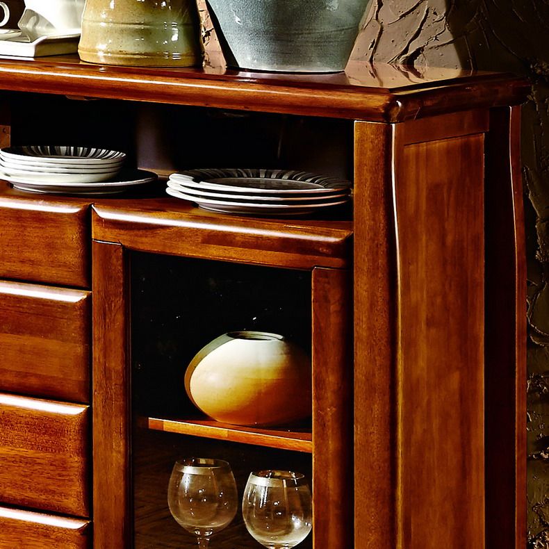 纯实木餐边柜 楠木深色全实木低装饰柜 现代中式家具 yp