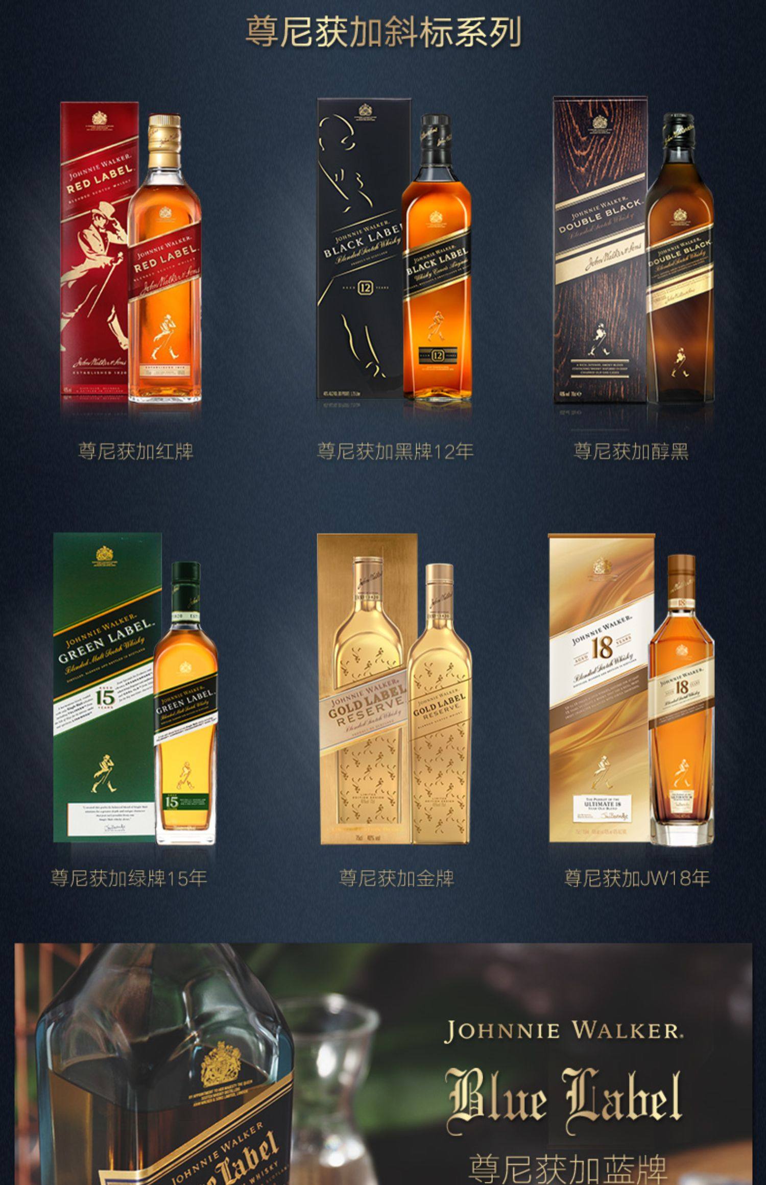 尊尼获加蓝牌威士忌洋酒礼盒750ml洋酒 新老包装年份随机