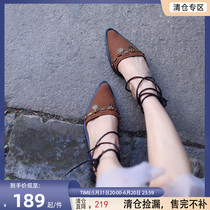 (clear cabin womens shoes) Artmu Baotou Flat bottom fish mouth sandals Leather Strap Sandals Sandals Two Wearing Leather Slippers