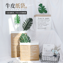 Kraft paper bag ins Nordic storage bag Photo props Clothing shooting background Literary dry flower interior decoration