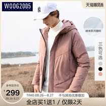  WOOG2005 mens Korean slim-fit hooded cotton coat 2021 winter thickened cotton clothing trend hooded winter jacket