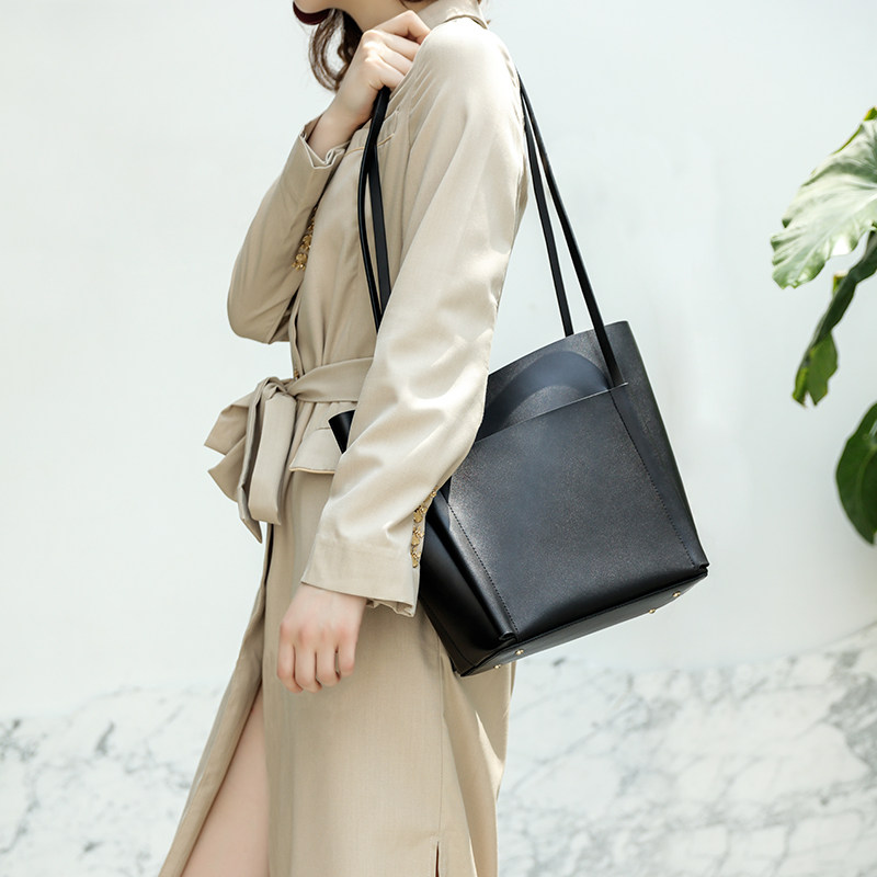 star town/繁星小镇牛皮复古简约休闲托特包tote单肩手提百搭女包