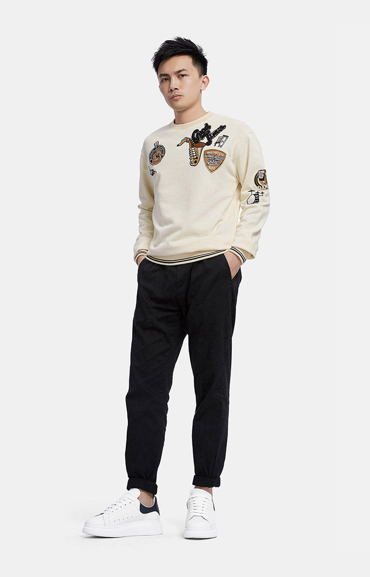 哥弟男装秋冬新款 长袖贴标拼接卫衣a300129