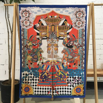 New Chinese cotton and linen curtain Anjia Town House Door God recruits God hanging Curtain air-conditioning room curtain partition curtain curtain wind water curtain