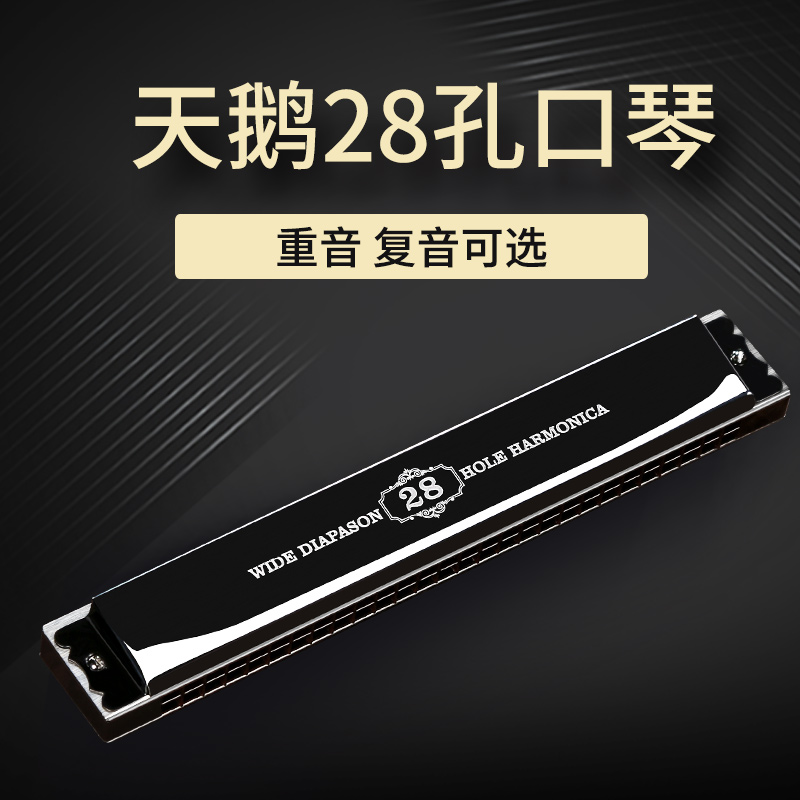 swan harmonica 28-hole advanced adult professional performance level beginners getting started students accent polyphonic c key instrument