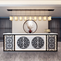 New Chinese cashier Retro solid wood bar Foot bath Teahouse Beauty salon Health hall Pharmacy reception desk Front desk table