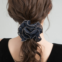 Korean version of leather case Hairband large intestine plate hair floral headdress ball hair accessories professional hair rope tied ponytail flower head rope