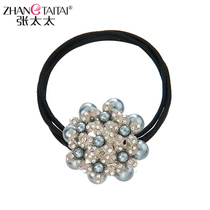 Korean pearl hair circle Small fresh tie ponytail high elastic three-strand head rope Hair jewelry Leather band Rhinestone hairpin headdress