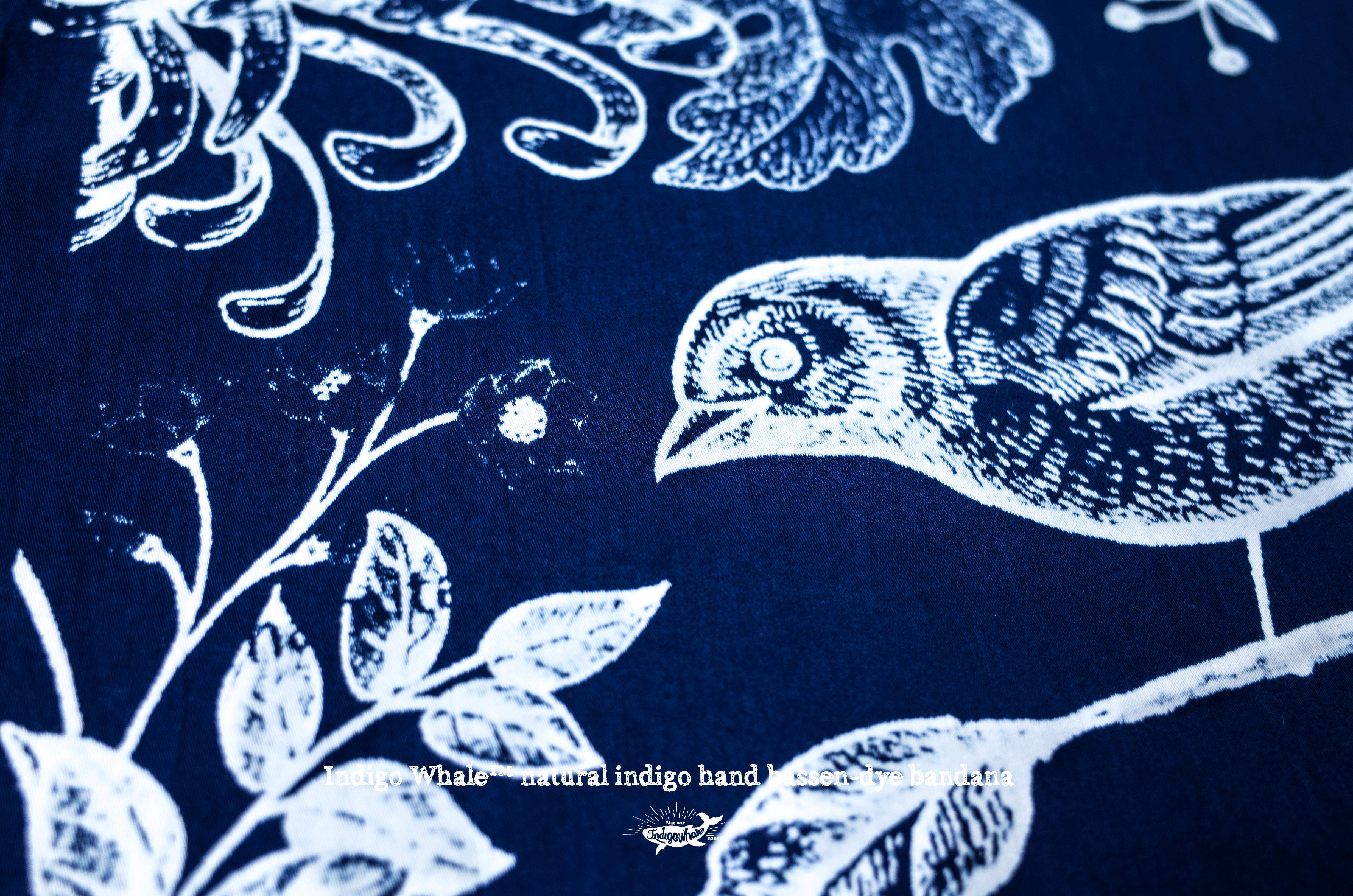 indigowhale 植物蓝染纯手工indigo拔染bandana美式复古方巾