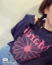 Korean mardi*Same Western style personality flower round neck pullover sweater
