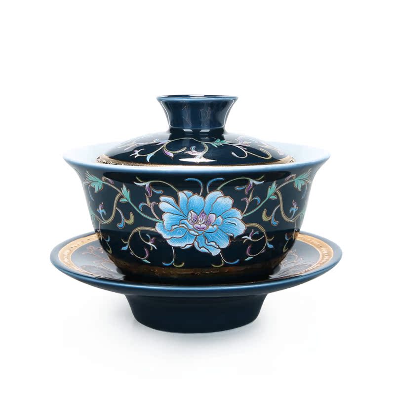 Jingdezhen ceramic tureen hand - made large tea cup tea bowl three bowl sample tea cup tea pot teapot