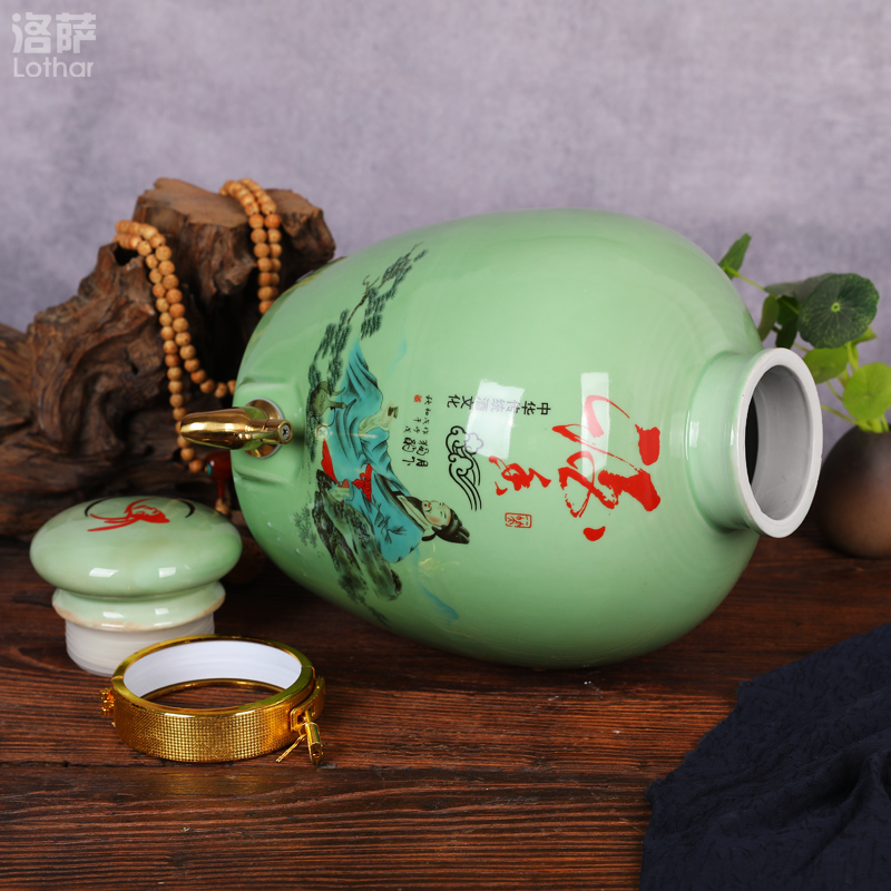 Jingdezhen ceramic jars it 5 jins of 10 jins 20 jins shadow green archaize mercifully tank bottle wine bottle sealed jar