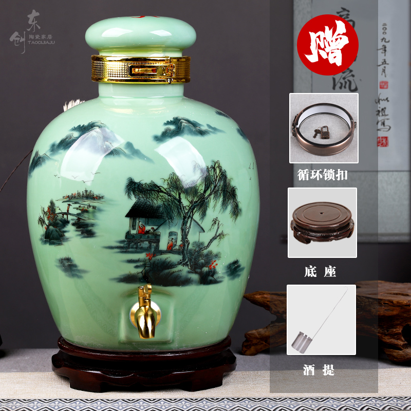 Home wine jar sealing of jingdezhen ceramic deposit flask furnishing articles with leading wine bottle is empty cylinder wine liquor jugs