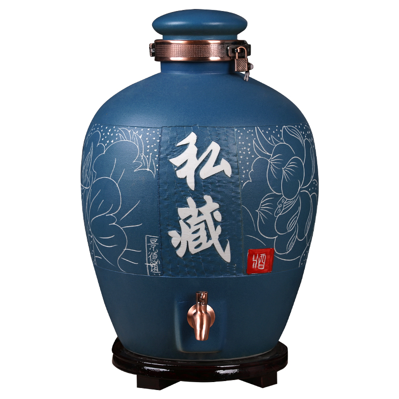 Ceramic jar 10 jins 20 jins 30 jins of 50 kg of archaize seal it household liquor pot of barrel with the tap