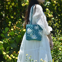 Tea Green Original Design Daisy Hand-woven Diy Material Bag Finished Armpit Bag Embroidered Woven Bag