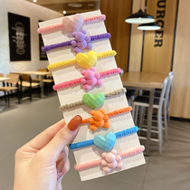 Colorful cute bear love hair rope candy color Hairband autumn winter head rope winter ponytail rainbow small rubber band headdress