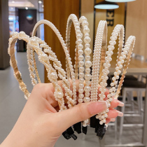 Pearl hairband female autumn and winter headband hair accessories hair card fairy air Net red 2021 New Winter Super fairy hair bundle headgear